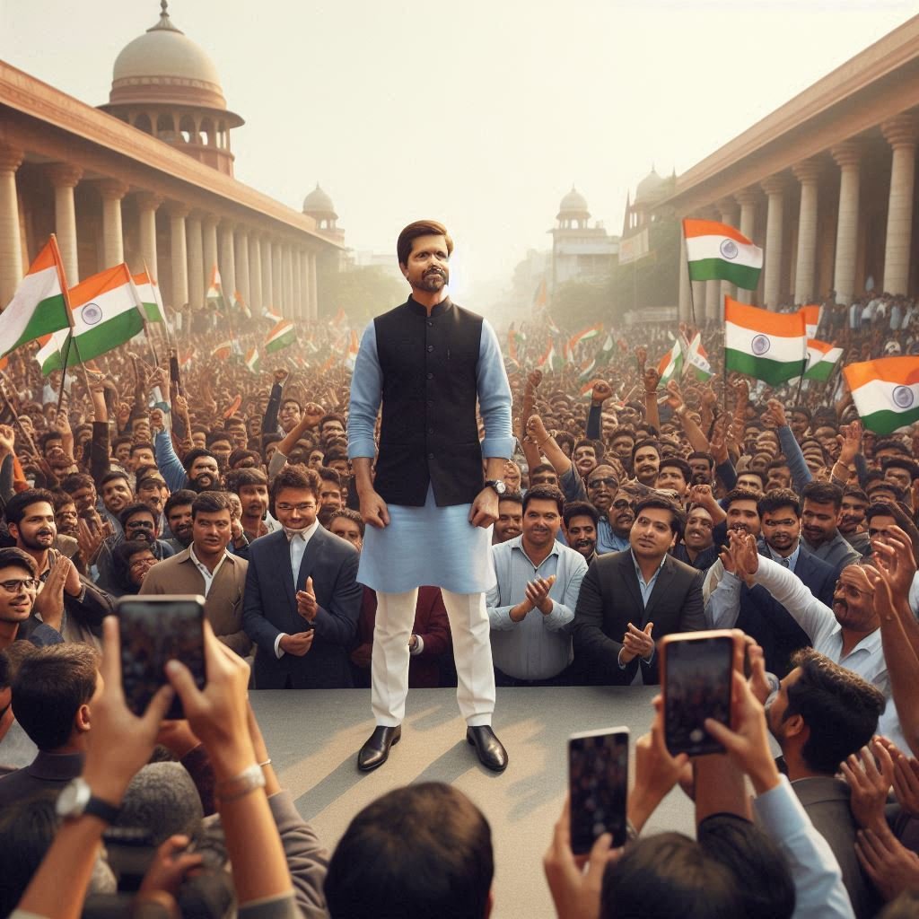 politician doing the public gathering in India